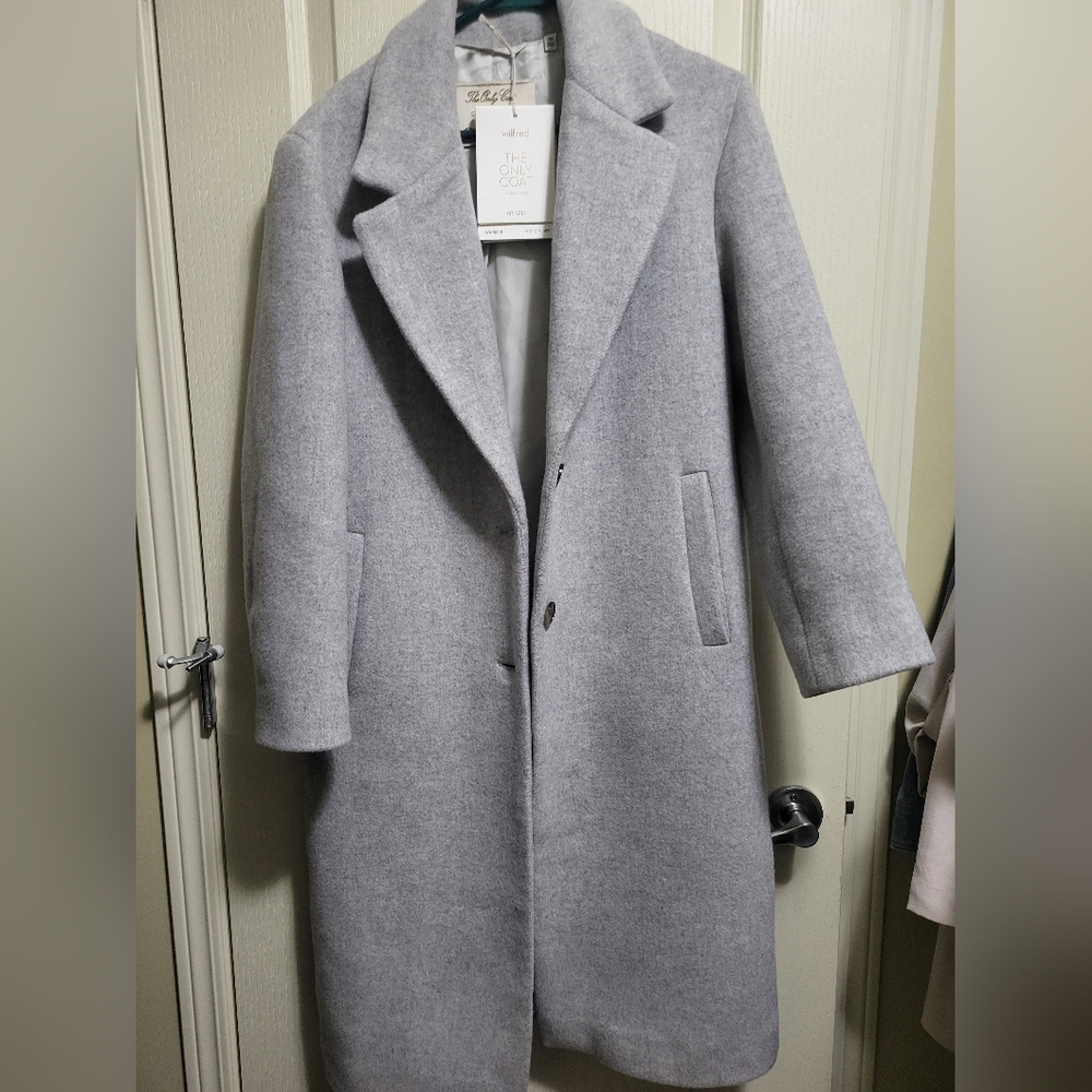 Aritzia Light Gray Wool Blend Long Coat